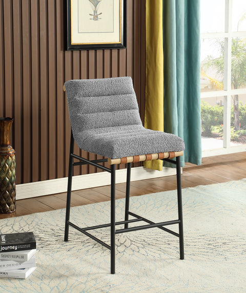 Lahni 17.75&quot; Gray Boucle Fabric Counter Height Chair