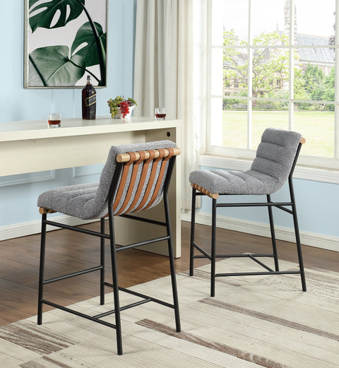 Lahni 17.75&quot; Gray Boucle Fabric Counter Height Chair
