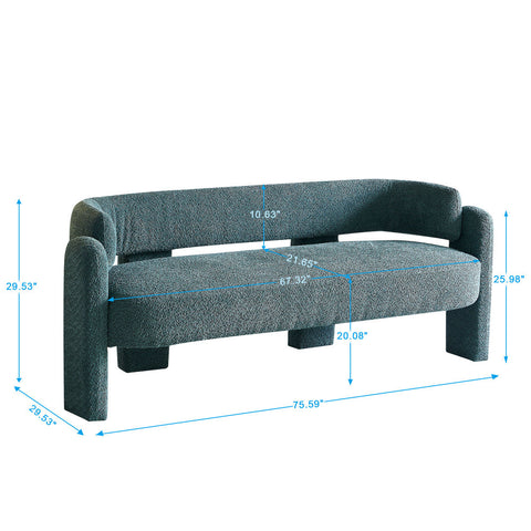 75.59&quot; Wide Boucle Upholstery Modern Sofa for Living Room Green