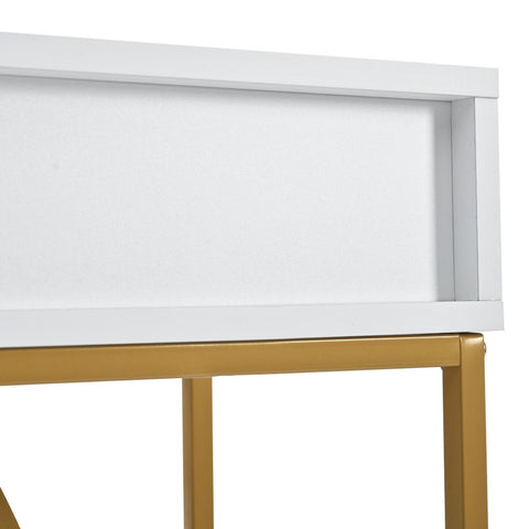 Konsolentisch,Flurtisch mit 2 Schublade ,Leichter Luxus-Stil Beistelltisch, Sofatisch ,120x38x76 cm,Weiß/Gold