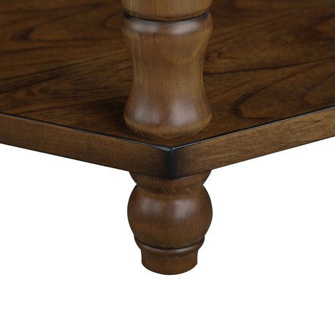 2 Tier Retro Hexagon Living Room Solid Wood Coffee Table with Shelf &amp; Drawer, 36&#039;&#039; Mid-Century Center Coffee Table for Living Room, Office. Cherry