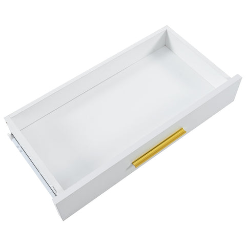 Konsolentisch,Flurtisch mit 2 Schublade ,Leichter Luxus-Stil Beistelltisch, Sofatisch ,120x38x76 cm,Weiß/Gold